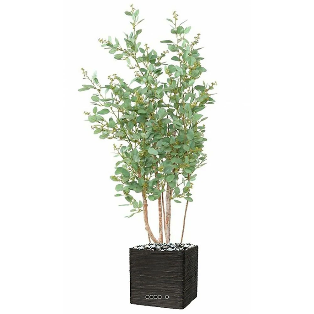 Joli Faux Eucalyptus En Pot H 160 Cm Feuillage Tissu Vert – Image 2