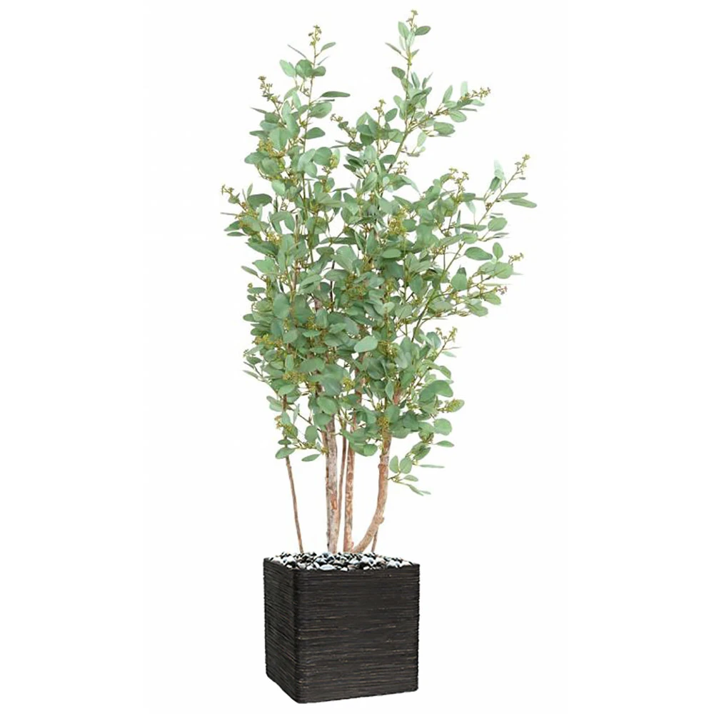 Joli Faux Eucalyptus En Pot H 160 Cm Feuillage Tissu Vert