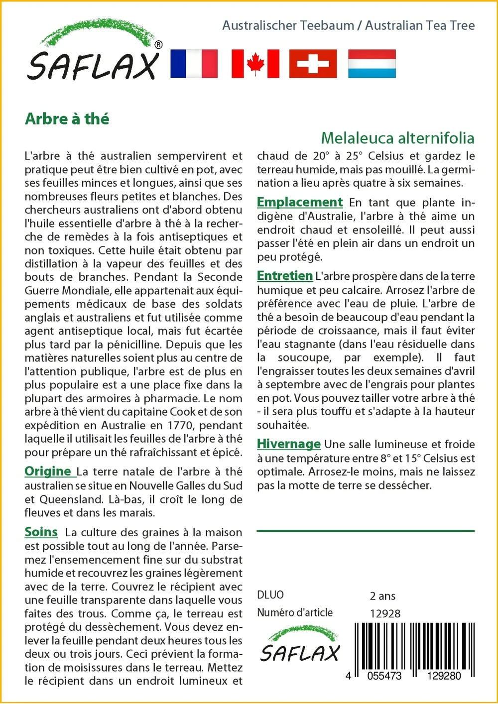 Kit De Culture - Arbre à Thé - 400 Graines - Melaleuca Alternifolia – Image 3