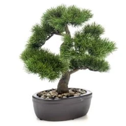 Emerald BonsaĂŻ Pinus Artificiel Sur Plaque Marronne 32 Cm